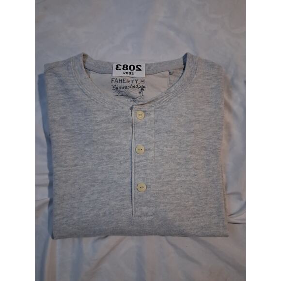 Faherty Sunwashed Men's size M Organic Cotton Grungecore Preppy Slub Henley Tee - Picture 12 of 16
